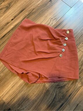 Cotton Candy Rust Orange Elastic Waist Skort